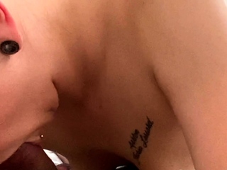 Actual blonde newbie giving a POV blowjob