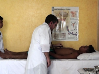 Asian physician sucking off twink affected person earlier than enema play