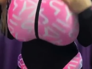 Shaved pussy blonde Tasha Reign with large boobs goes solo