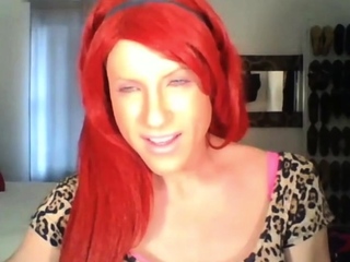 Sizzling crossdresser with nylons