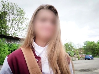 Faculty uniform babe fingered fucked in van by faux priest