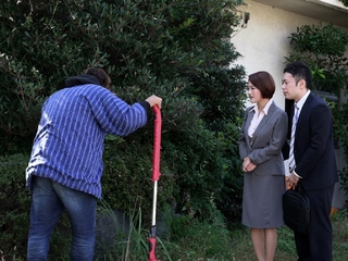 Japanese beginner MILF sucking on dick