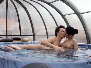 Previous man bangs the women trimmed snatch on his white sofa