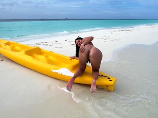 Attractive brunette babe taking part in solo