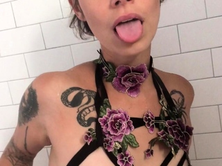 Busty curly brunette with large boobs fucks on sofa