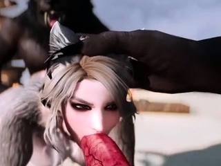 Curvy wolf lady and breeding season on the Seaside