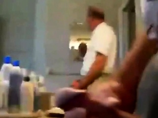 Daddy jerking in washroom