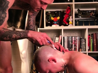 kayleeeelovesbuns cum as shaving cream after face fuck xxx