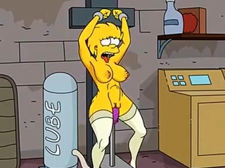 Lisa Simpson dildo machine stomach inflation