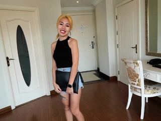 Tiny novice Thai teen in a bunny outfit