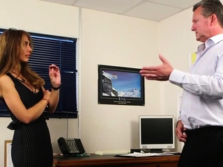 Voyeur CFNM MILF in workplace teases colleague who jerks cock