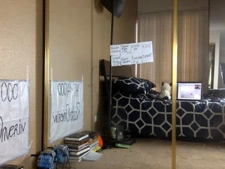 Busty curly brunette with large boobs fucks on sofa