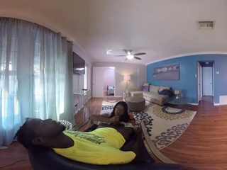 Ebony teen sucks a BBC with pleasure!