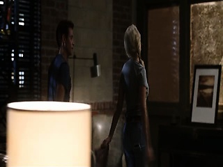 Scarlett Johansson bare treading water, her physique obscured