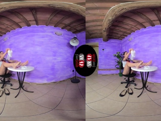 School lady presents her pretty toes