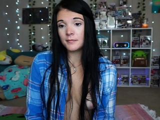 Small tit brunette teen fucks an enormous cock