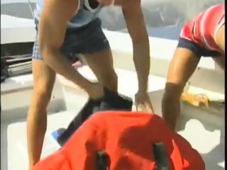 Straight muscled man loves homosexual group intercourse