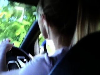 Voyeur GF teases BF who jerks out of doors