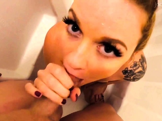 Attractive blonde foot fetish handjob